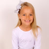 Girls Diamante Personalised White T Shirt - Available Short or Long Sleeves
