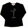 Girls Diamante Black Number T-Shirt - Long Sleeves