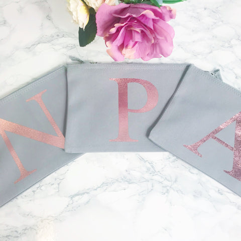 Any Initial Personalised Makeup Bag or Pencil Case For Girls, Ladies, Teachers