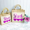 Personalised Pink Stripe Canvas and Rope Tote Beach Bag With Any Phrase/Name