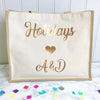 Personalised Natural Ivory Canvas and Rope Tote Beach Bag With Any Phrase/Name