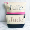 Personalised Name and Initial Two Tone Make Up Toiletries Bag - Perfect Gift for Girls Mums & Friends