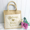 Bride to Be - Personalised Wedding Jute and Canvas Tote Bag With Any Phrase/Name - Perfect for Honeymoon and Weddings