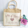Bride to Be - Personalised Wedding Jute and Canvas Tote Bag With Any Phrase/Name - Perfect for Honeymoon and Weddings