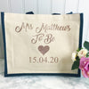 Bride to Be - Personalised Wedding Jute and Canvas Tote Bag With Any Phrase/Name - Perfect for Honeymoon and Weddings