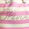 Personalised Pink Stripe Canvas and Rope Tote Beach Bag With Any Phrase/Name