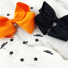2 Halloween Extra Large 6" Boutique Bows Orange and Black
