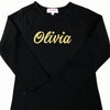 Girls Personalised Glitter Long Sleeve Black T Shirt