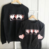 Girls' Rose Gold LOVE HEART Design Long Sleeve Sweatshirt - Charcoal Grey or Black
