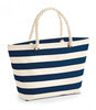 Personalised Navy Stripe Canvas and Rope Tote Beach Bag With Any Phrase/Name
