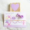 Special Girl Gift Card and Mini Hair Bow pink purple