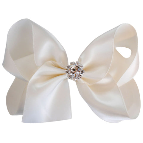 satin crystal hair bow