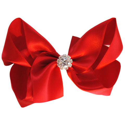 satin crystal hair bow