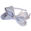 Girls Luxurious Satin Traditional Bow Headband With Diamante Crystal Centre