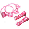 School Mini Bow Bobbles & Ribbon Hair Clips for School -In Gingham Ribbon