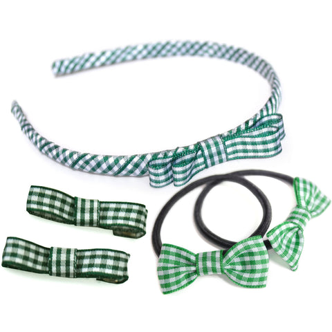 Red Plaid Headband Women VIVANA Green White Gingham School Hair