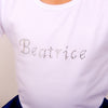 Girls Diamante Personalised White T Shirt - Available Short or Long Sleeves