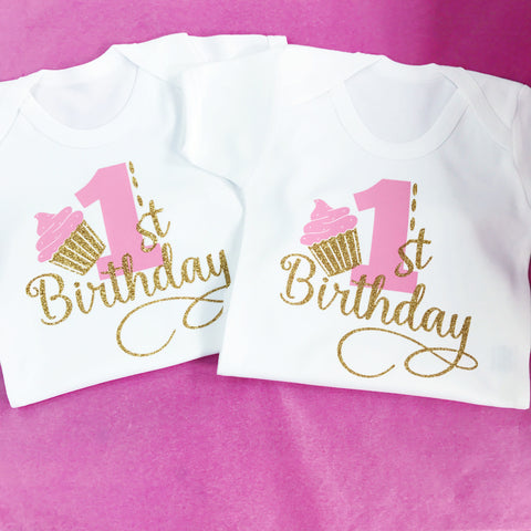 Birthday Number Cupcake Celebration Baby Grow / Baby Body Suit