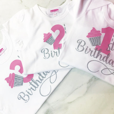 birthday cupcake personalised party onesie baby grow first birthday