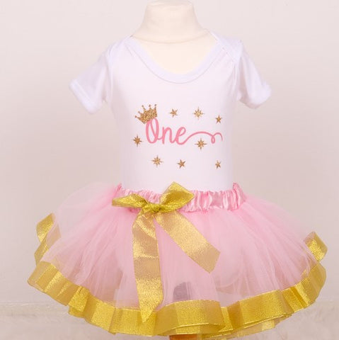Baby Girls First Birthday Tutu Outfit - Gold or Silver