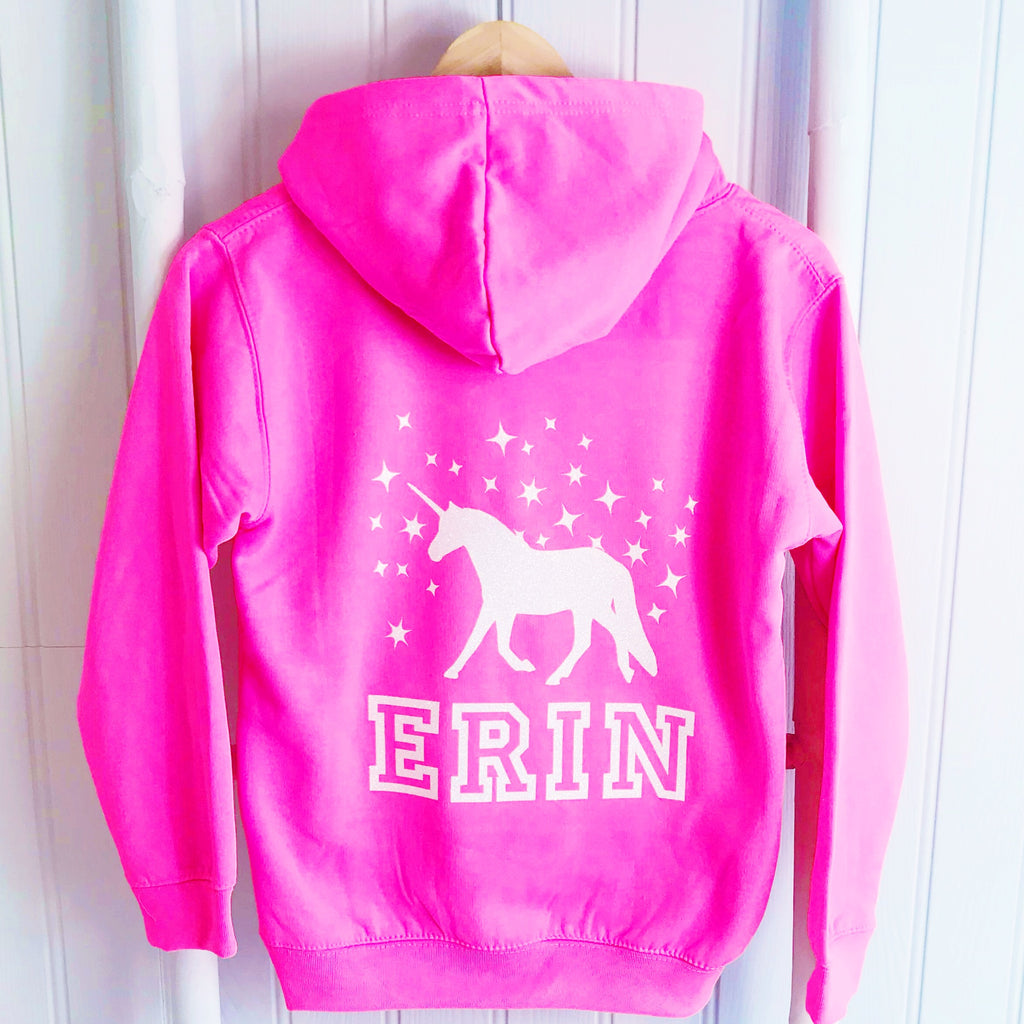 Personalised unicorn hoodie sales