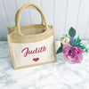 Bride to Be - Personalised Wedding Jute and Canvas Tote Bag With Any Phrase/Name - Perfect for Honeymoon and Weddings