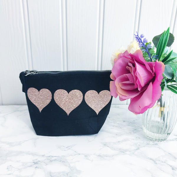 Sparkle Heart Make Up Toiletries Bag - Perfect Gift for Girls Mums &  Friends