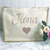 Honeymoon Holiday Bag- Jute and Canvas Tote Beach Bag With Any Phrase/Name - Perfect for Honeymoon and Weddings