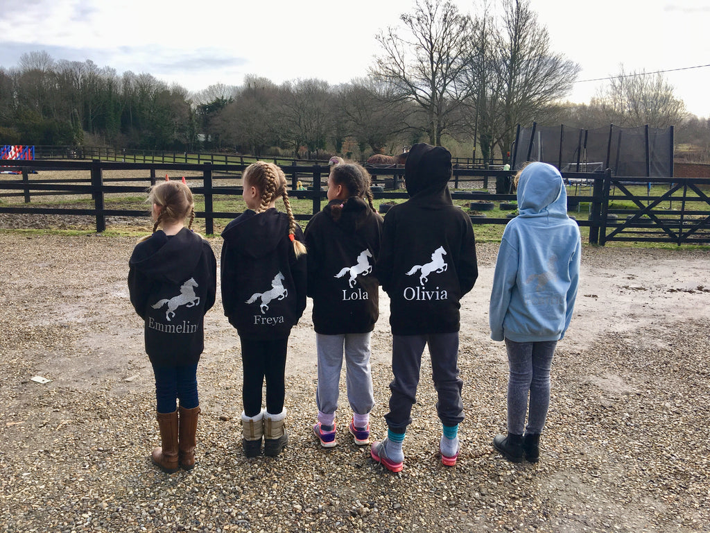 Girls Horse Riding Personalised Hoodie 7 colours Candy Bows