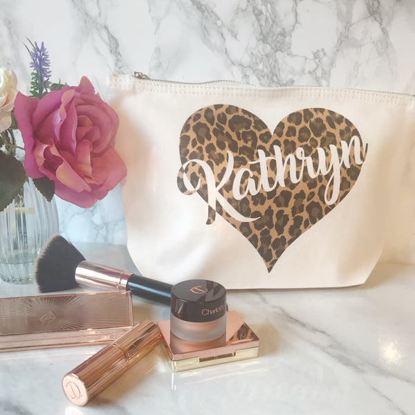 Limited Edition - Leopard Print Personalised Make Up Toiletries Bag
