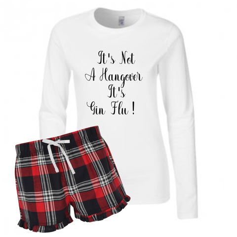 Ladies Weekend Recovery Prosecco & Gin Short Pyjamas with Long Sleeve Top