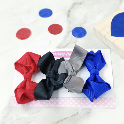 Gift Set of 4 Medium Boutique hair Bows blue
