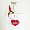 Personalised Glittery Love Heart LONG Sleeve T Shirt (4 colour designs)