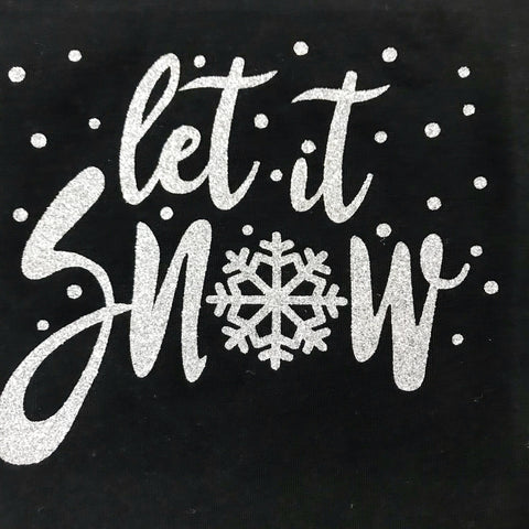 'Let it snow' Silver Sparkle Long Sleeve Black T Shirt