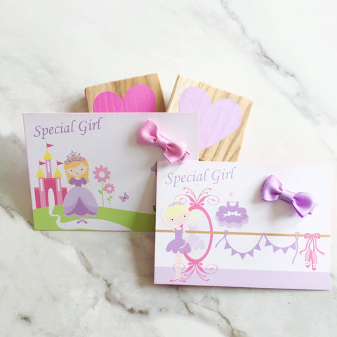 Special Girl Gift Card and Mini Hair Bow pink