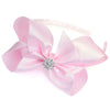 Girls Luxurious Satin Traditional Bow Headband With Diamante Crystal Centre