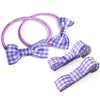 School Mini Bow Bobbles & Ribbon Hair Clips for School -In Gingham Ribbon